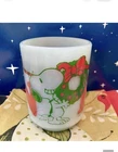 Vintage Fire King Snoopy Coffee Mug Christmas Noel Wreath Peanuts Milk Glass Cup