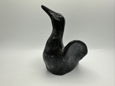 Vintage Aardvark Aardik Collection Carved Soapstone Loon Duck Figurine