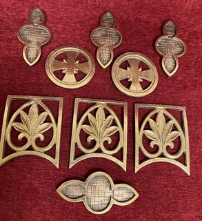 Brass Religious Plaques Cross Etc Vtg Architectural Salvage fm Catholic Church