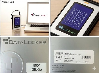 DataLocker DL3 FE 500GB Encrypted External USB 3.0 Drive FIPS