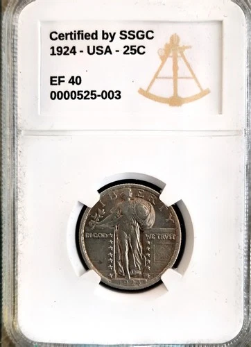 1924  .25  SSGC  EF 40   Standing Liberty Quarter,Liberty 25 Cents
