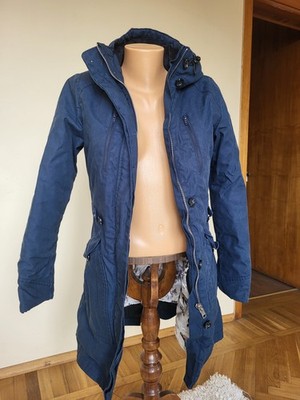 Elvine Martina Parka Jacket Women S Coat Ladies Navy Blue Cotton Hooded Raincoat