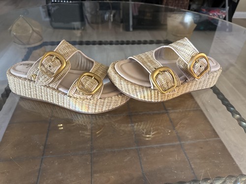 Sam Edelman Sandals Womens Size 8 Raffia Platform Double Buckle Espadrille - Picture 7 of 13