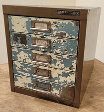 Vintage Bisley Metal Desk top Industrial Drawer Filing Cabinet 28cmx41x32 
