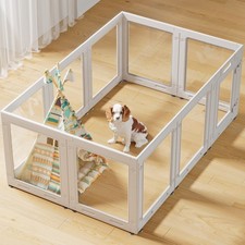 Clear Acrylic Dog Playpen with Door,23.6" Puppy Playpen,Easy Assemble Pet Fen...