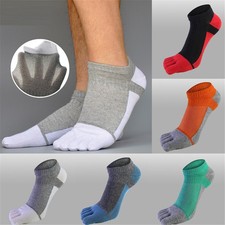 1pair Mens Low Cut Ankle Five Finger Toe Socks Combed Cotton Sport Mesh Causal  