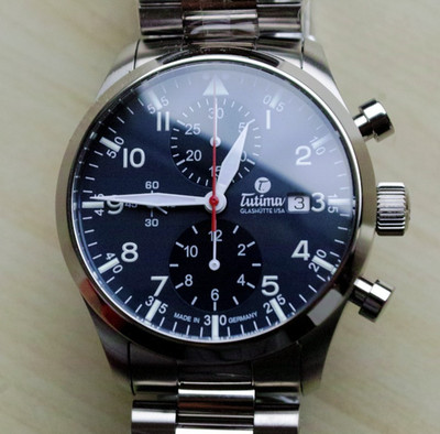 TUTIMA Flieger Legacy T5 Chronograph blau Stahlband Ref 6405-04 NEU  FULL SET