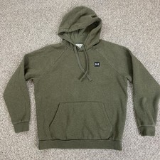Under Armour Sweatshirt Mens Medium Green Black Logo Hoodie Pull Over Pocket