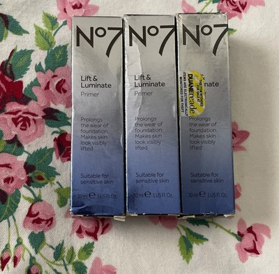 Lot 3~No7 Lift&Luminate Primer Base Makeup Sensitive Skin 1oz SEALED See &!Read
