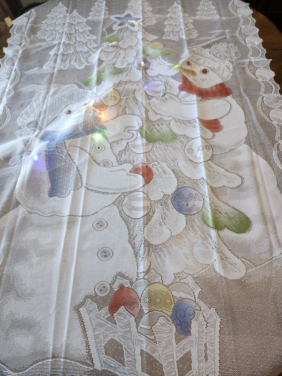 Christmas Décor Lace Polyester Lighted Door Panel 40" X 84" UNUSED Snowmen ⛄️ 