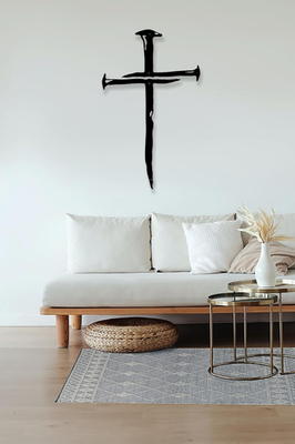 wall deco十字架 Metal Wall Cross Matte Black 3D Split Design Religious Decor