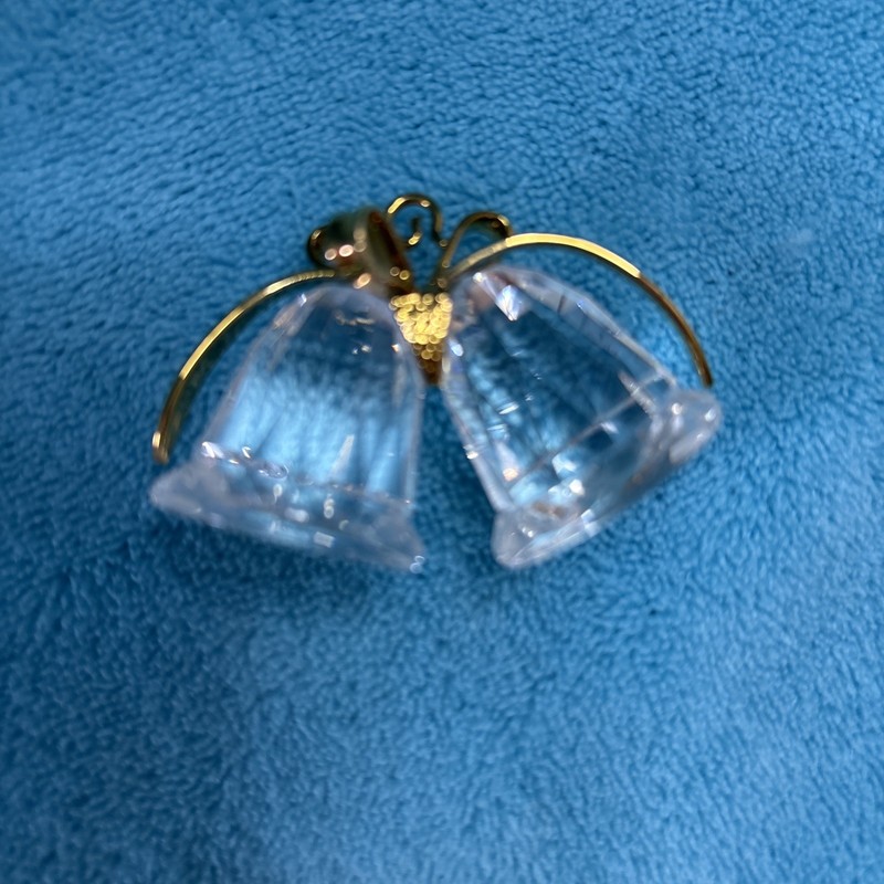 Vtg 90s Swarovski Crystal Christmas Memories Ornament Bells Glass Gold