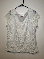 Elle Women’s Lace Top Size XL Short Sleeve 