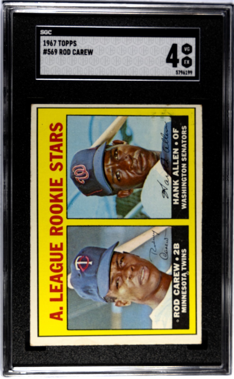 1967 Topps - High # Rod Carew, Hank Allen #569 (RC) - SGC Graded 4 - VG/EX