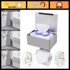 Wall Mount Toilet Paper Holder with Shelf Wipes Dispenser - Stainless Steel, B