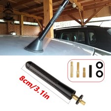 Car Antenna Carbon Fiber Radio Fm 3inches Antena Black Kit Screw Universal Us