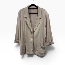 Women's Tan Beige Blazer Medium Lightweight 3/4 Sleeve Single Button Jacket