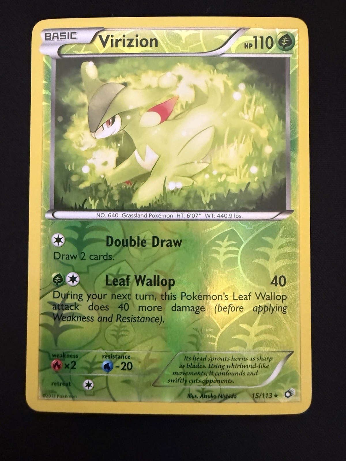 Virizion 15/113 Pokémon Legendary Treasures Reverse Holo Rare LP