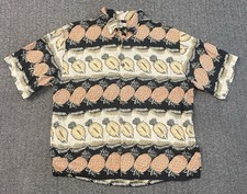 Tommy Bahama Mens XL 100 Silk Hawaiian Aloha Shirt Tropical Pineapple Button Up