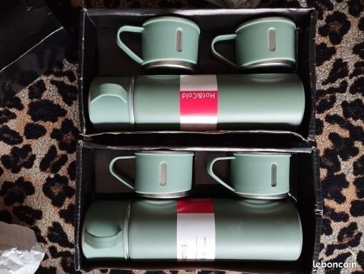 Coffret thermo inoxydable de 3 pièces avec 2 tasses isothermes pour boisson chaude