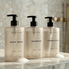 KIBAGA Stylish Shampoo  Conditioner Dispenser Set 3-20oz Bottles Pump