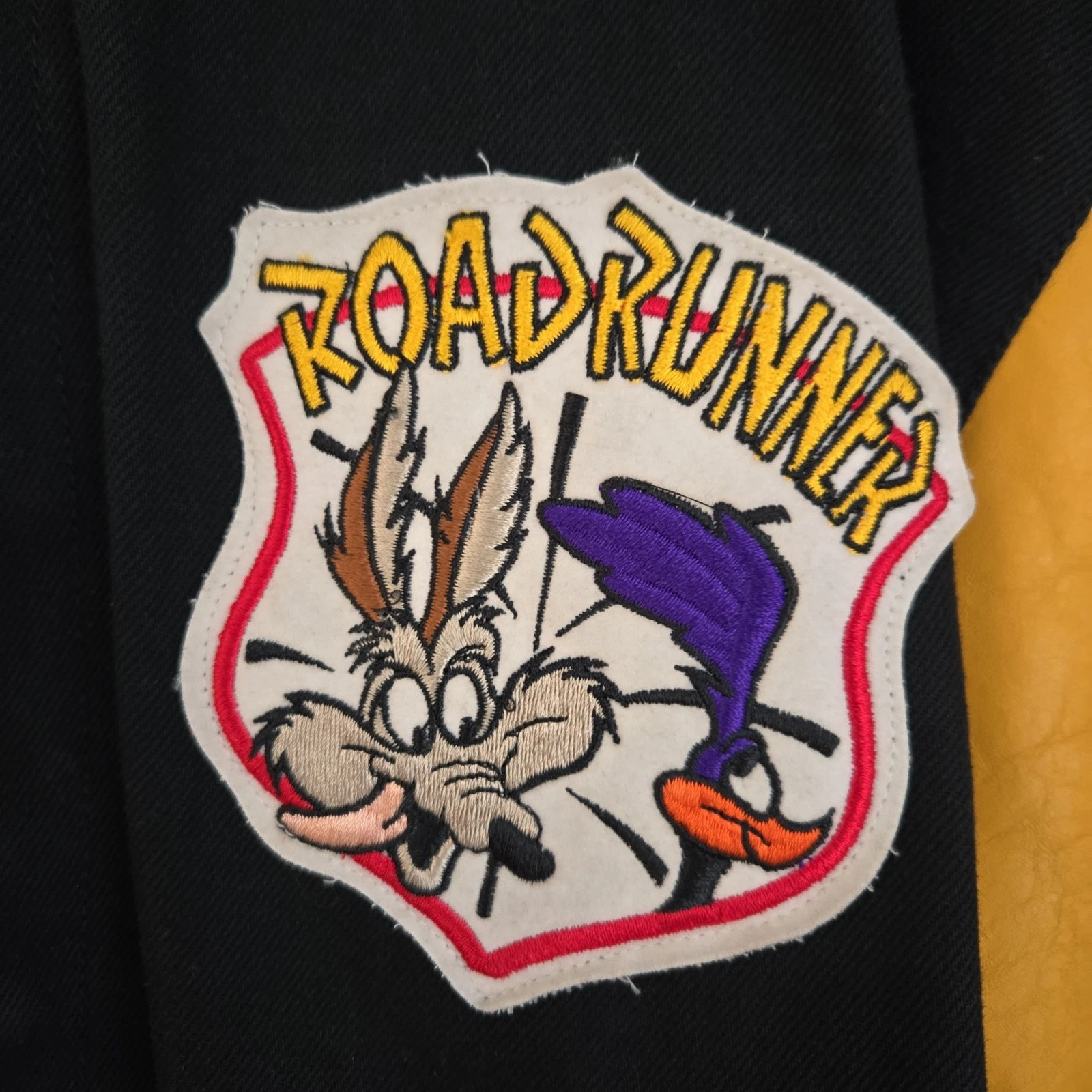 90s VTG JEFF HAMILTON Road Runner Wile E. Coyote Leather Varsity Jacket Men M image 5