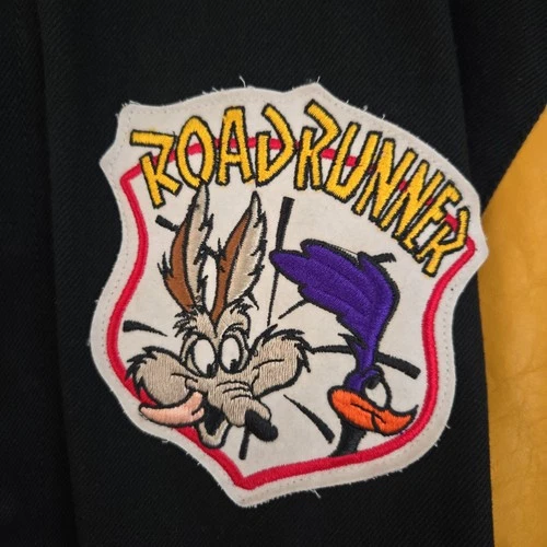 90s VTG JEFF HAMILTON Road Runner Wile E. Coyote Leather Varsity Jacket Men M image 5