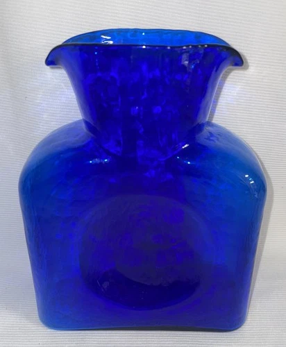 Blenko Art Glass Marked Cobalt Carafe #384 Double Spout Mid-Century Modern EUC