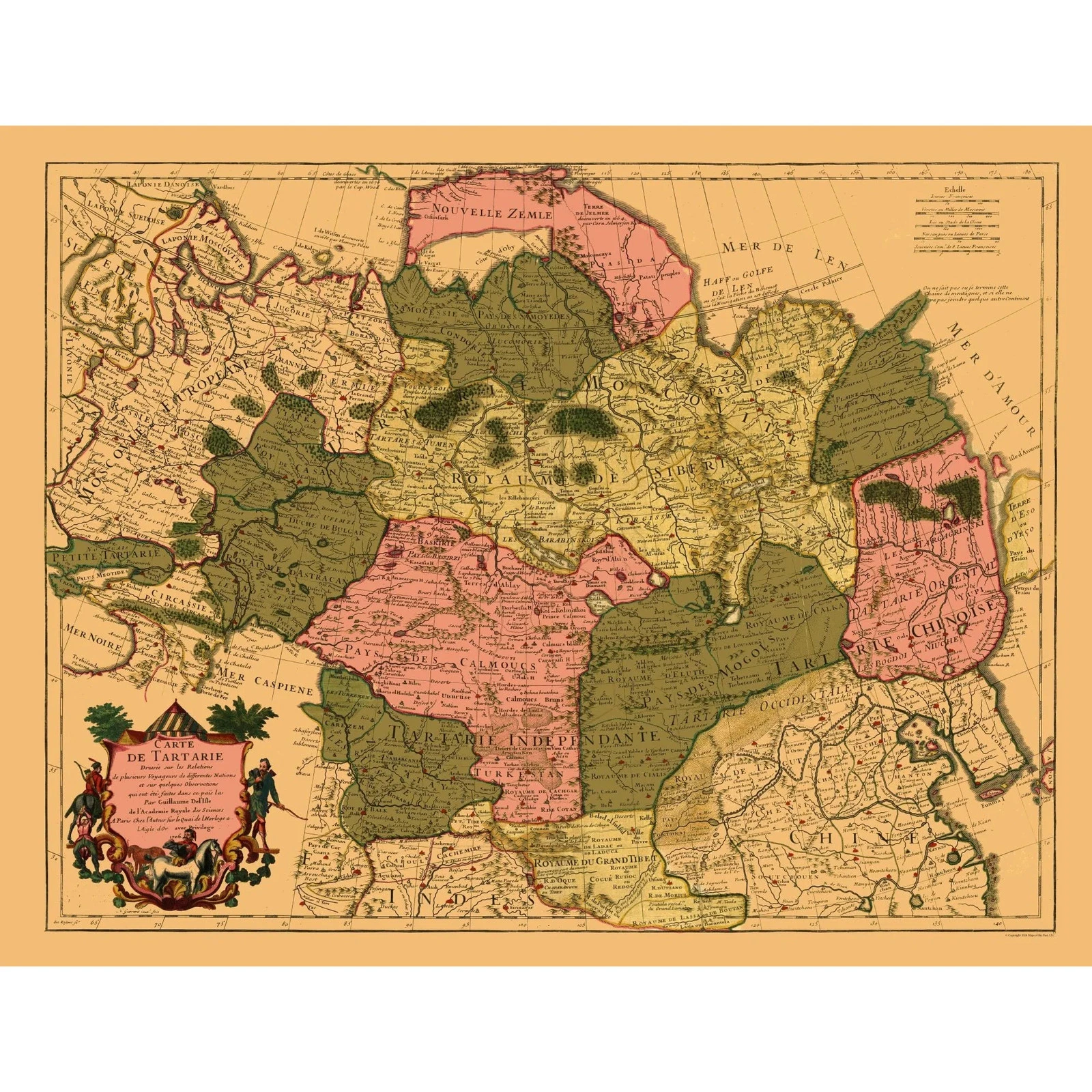 Historic Map - Tartary Siberia - De L'isle 1706 - Vintage Wall Art