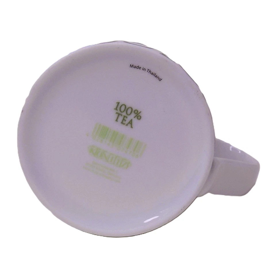 Taza de porcelana blanca Konitz 12 oz "100 % té" palabras en relieve para amantes del té NUEVA Foto 3 de 3