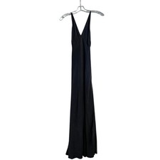Victorias Secret Silk Maxi Slip Dress Black Beaded Drape Back Vintage Small