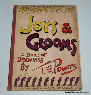 Joys & Glooms A Book of Drawings by T.E. Powers Vintage 1912 Hardcover funnies