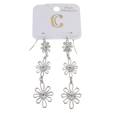 Charming Charlie Long Silver Dangle Earrings #E1230