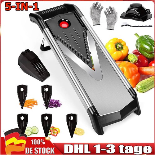 Edelstahl Küchenreibe Mandoline Gemüseschneider Gemüsehobel Profi Gemüse Reibe - Bild 3 von 16