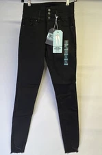 Refuge Ibiza Womens SIZE 7 • Black High-Rise Stacked-Waist Push-Up Skinny Jeans