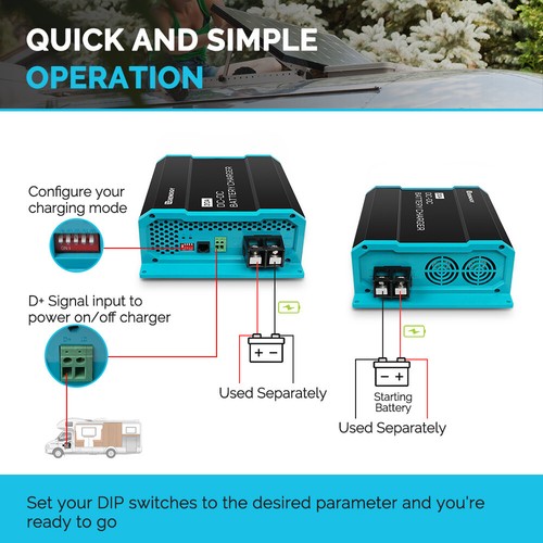 Renogy 12V 20A DC to DC On-Board Battery Charger Using Multi-stage Charging - Picture 3 of 7