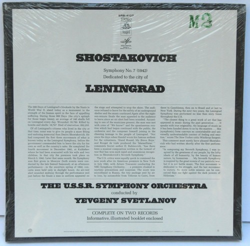 Shostakovich Symphony No. 7 Svetlanov 1972 Melodiya/Angel Stereo SRB-4107 Sealed - Picture 2 of 2