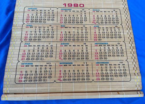 VERY NICE! Vintage 1980 Asian Style Hanging Wall Calendar - Picture 2 of 6