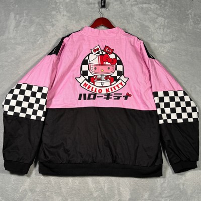 Hello Kitty Jacket Mens XXL Pink Racing Sanrio Hot Topic