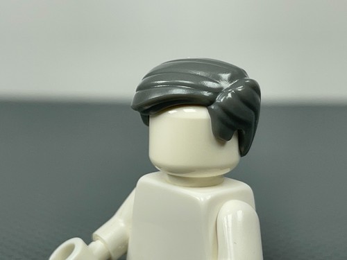 LEGO Minifigure Dark Bluish Gray Hair Combed Sideways Short Sideburns Old Man - 第 2/7 張圖片