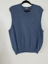 Polo Ralph Lauren Vtg Blue Sleeveless V-Neck Sweater Vest Size XXL
