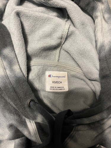 Champion Hoodie Women’s XS Grey Gray Tie Die Sweatshirt - Picture 3 of 3
