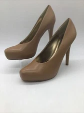 Nine West Women’s Tan “Sweet Girl” Leather Platform Stilletto Heels Sz. 7.5M
