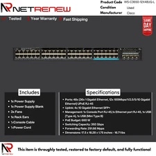 Cisco Catalyst WS-C3650-12X48UQ-L 12x 10G Uplink, 48x UPoE Gigabit Ports Switch