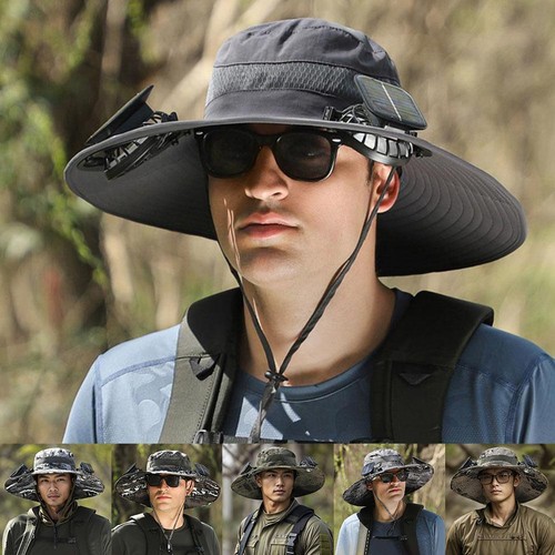 Wide Brim Solar Fan Outdoor Fishing Hat+Solar 2025 NEW- - Picture 5 of 29