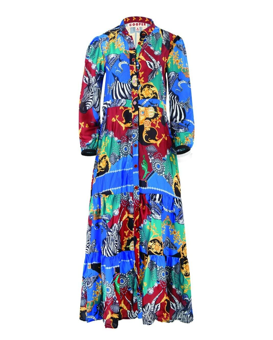 TRELISE COOPER Cooper Long Way To Love Multi Print Maxi Shirt Dress Size L 14 eBay