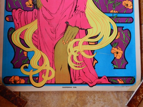 VINTAGE PSYCHEDELIC POSTER CALIFORNIA GIRL SCREENPRINT - Picture 4 of 5