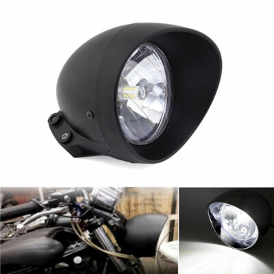 LED Black Bullet Headlight For Harley Cruise Chopper Honda Steed Shadow Custom