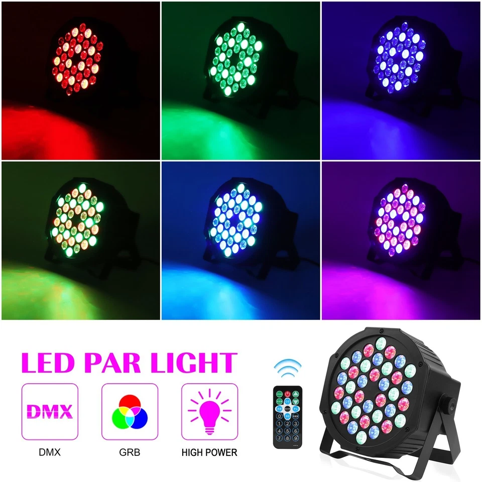4PCS Rechargeable RGB Par Lights Battery Powered 36 LED DJ Stage Light with Bag - Image 4 of 4