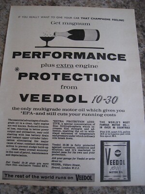 VEEDOL 10-30 MOTORÖL MAGNUM PERFORMANCE MOTORSCHUTZ WERBUNG A4 GRÖßE FEILE 15